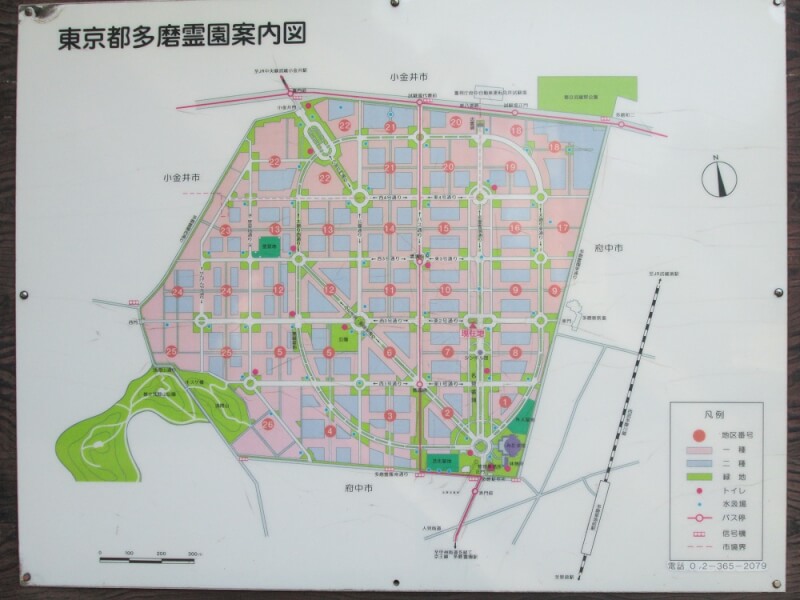 都立多磨霊園の園内マップ